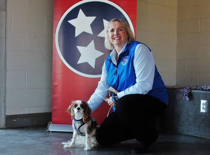 Becky Masey pictured with a dog
