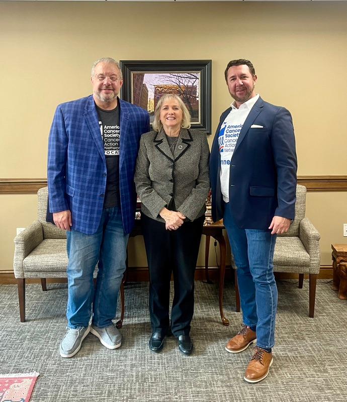 Michael Holtz and Mike Leventhal with Cancer 
Action Network pictured with Becky Massey