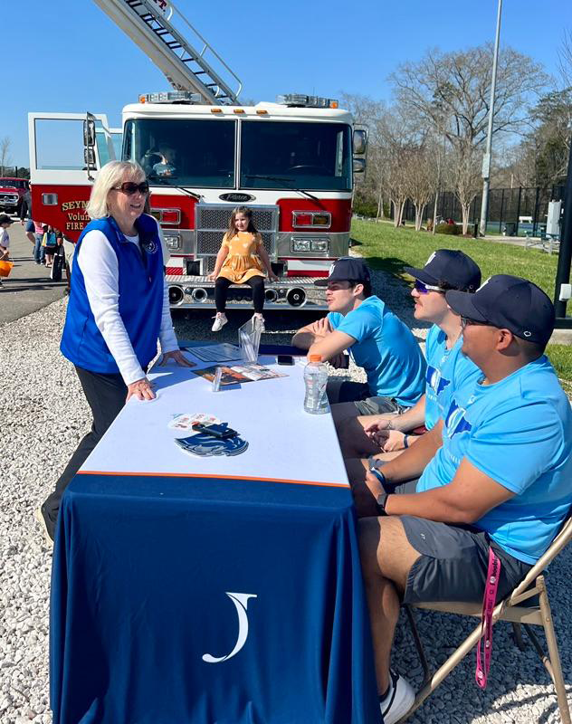While at Johnson University, I visited with some
﻿of the players on the baseball team before their game.